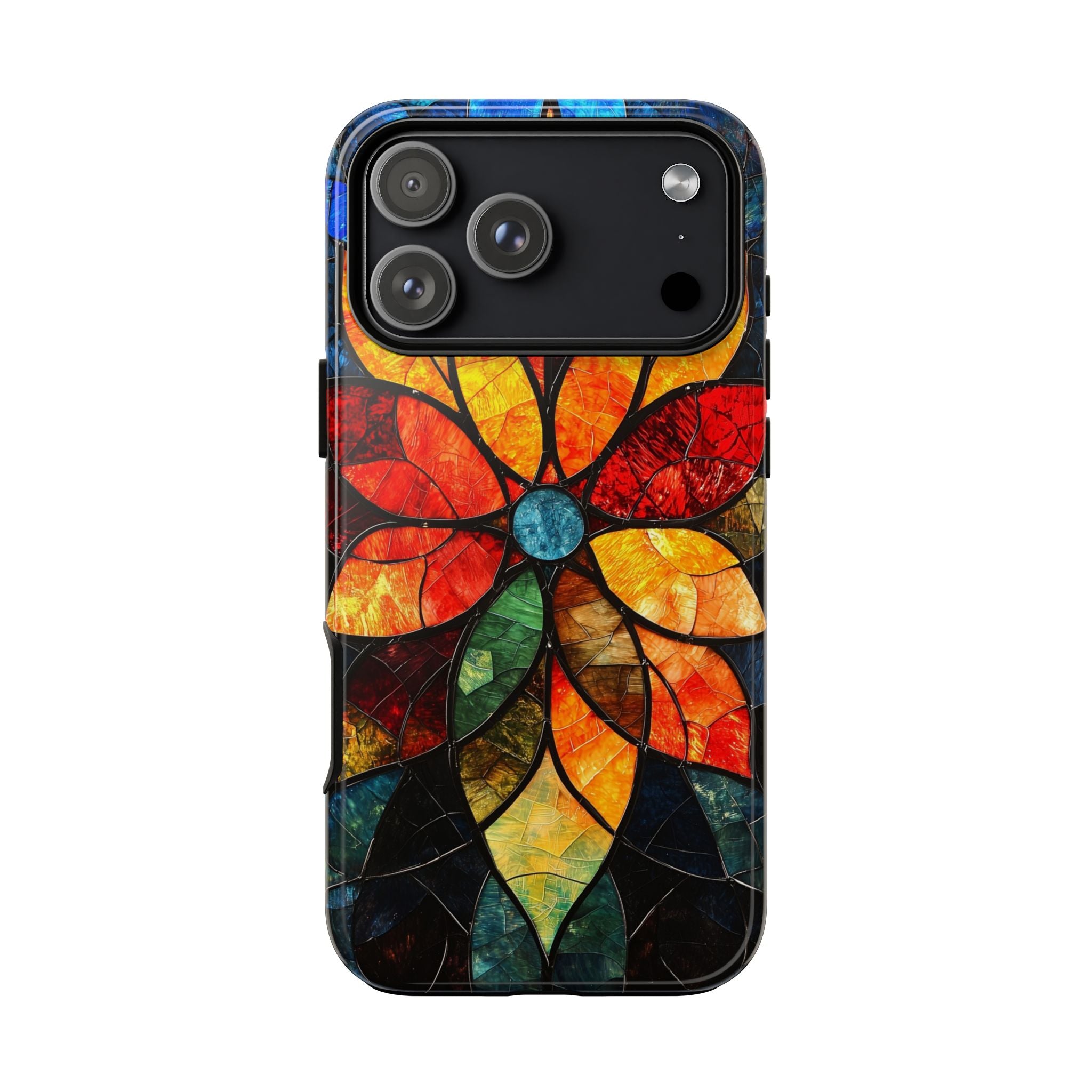 Stained Glass Flower iPhone Case — Colorful Mosaic Protective Cover