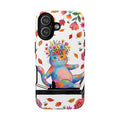Custodia protettiva per iPhone con gatto floreale colorato su Pilates Reformer