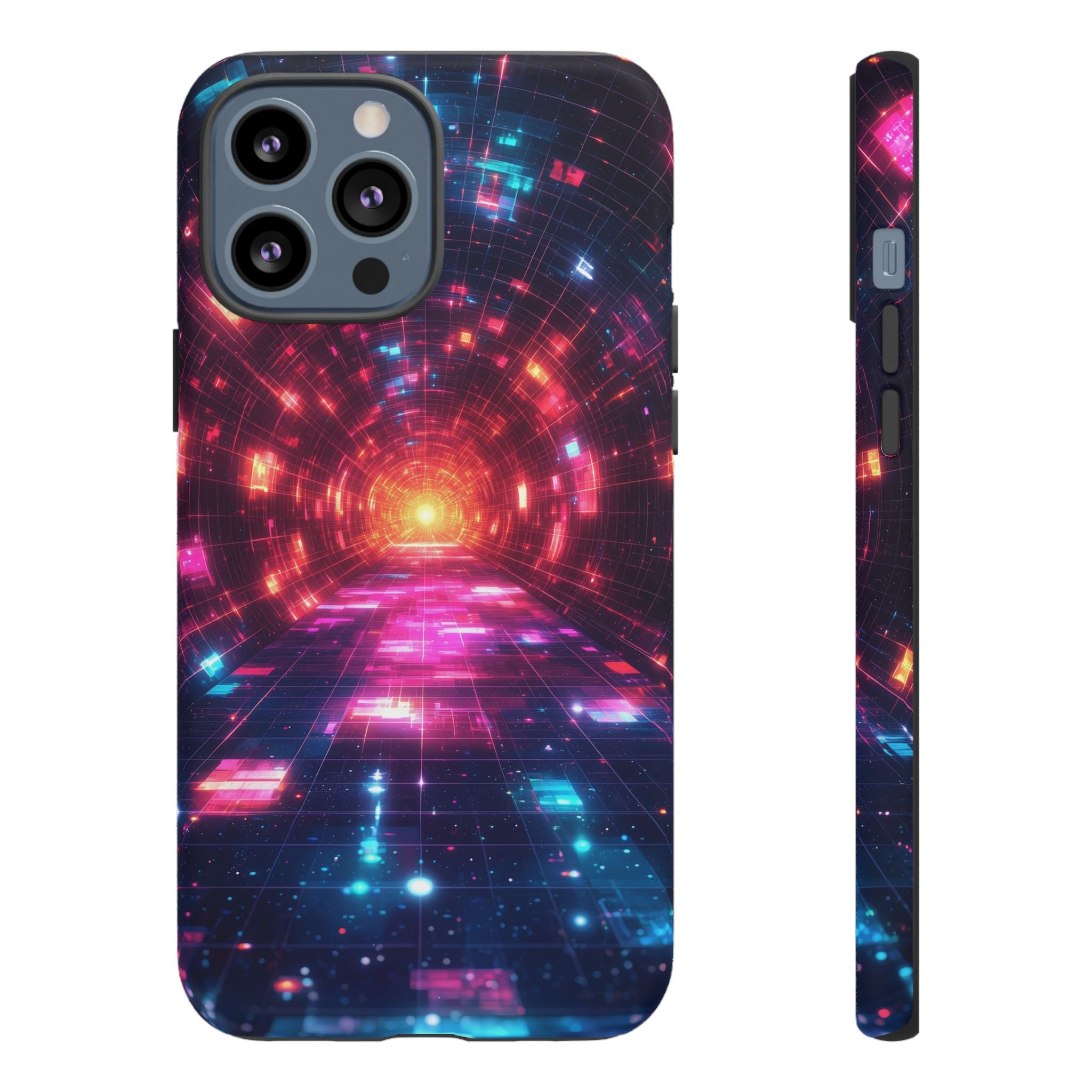Neon Tunnel Tough iPhone Case — Retro Futuristic Galaxy Design