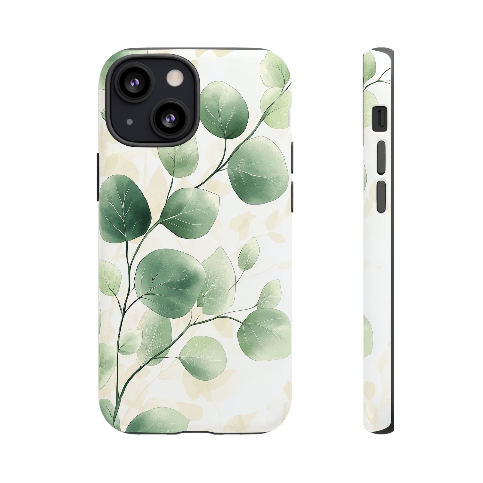 Botanical Eucalyptus Tough iPhone Case | Green Watercolour Leaf