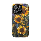 Sunflower Stained Glass Tough iPhone Case | Floral Protective Cover