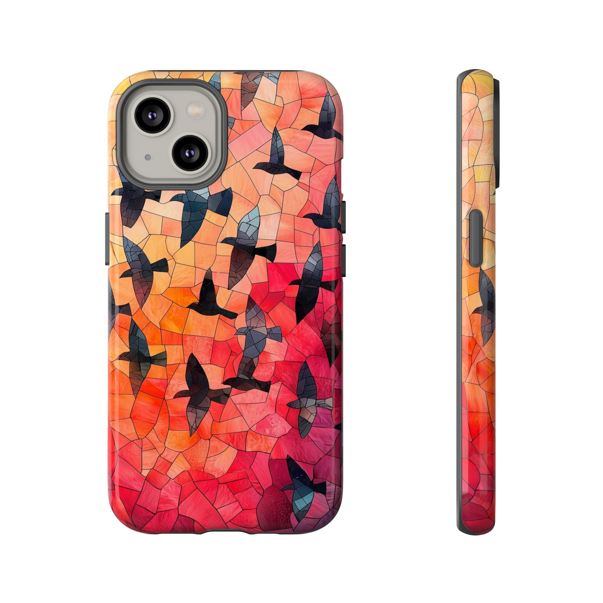 Stained Glass Mosaic Sunset Birds iPhone Case