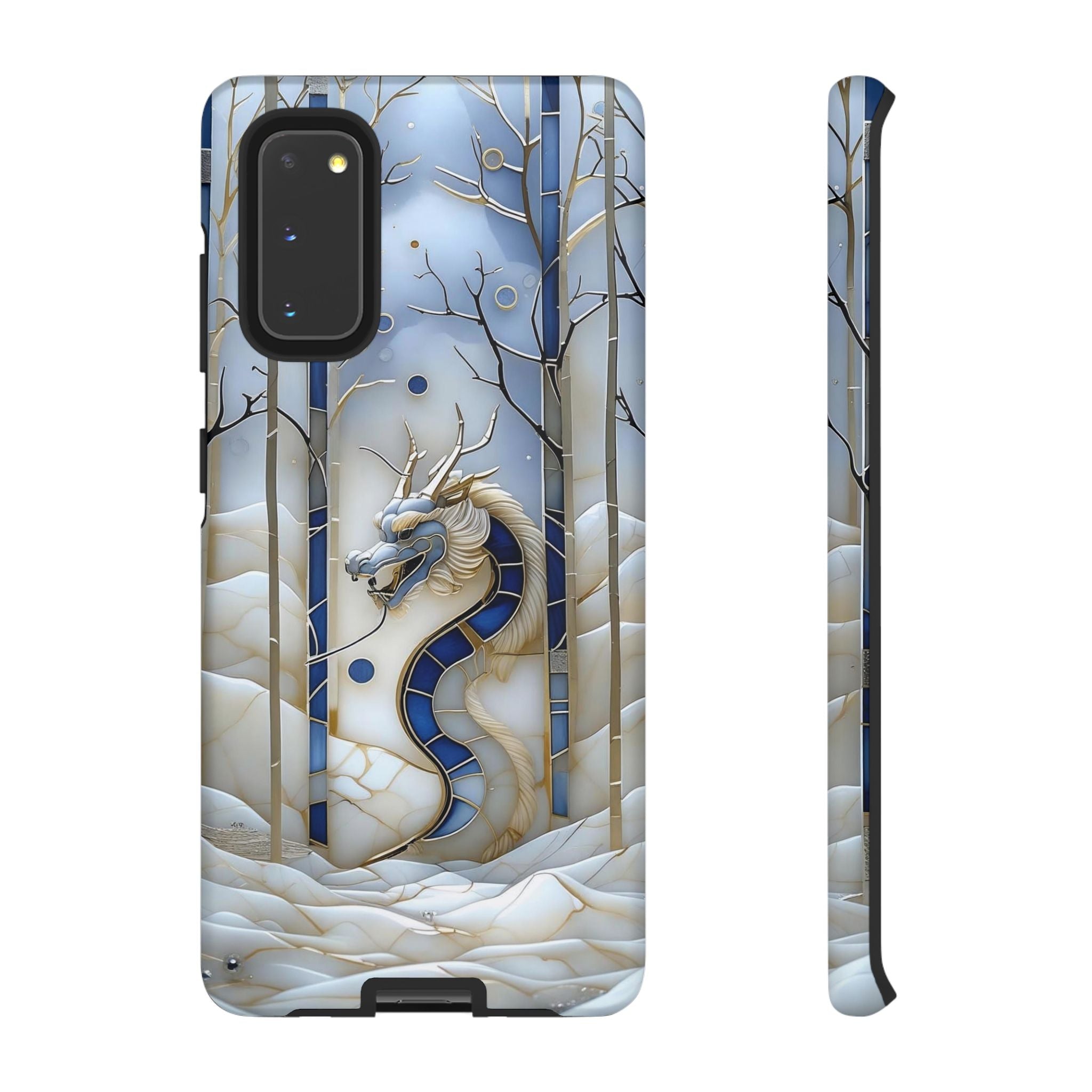 Dragon Stained Glass Samsung Galaxy Case — Blue Winter Forest Protective Cover