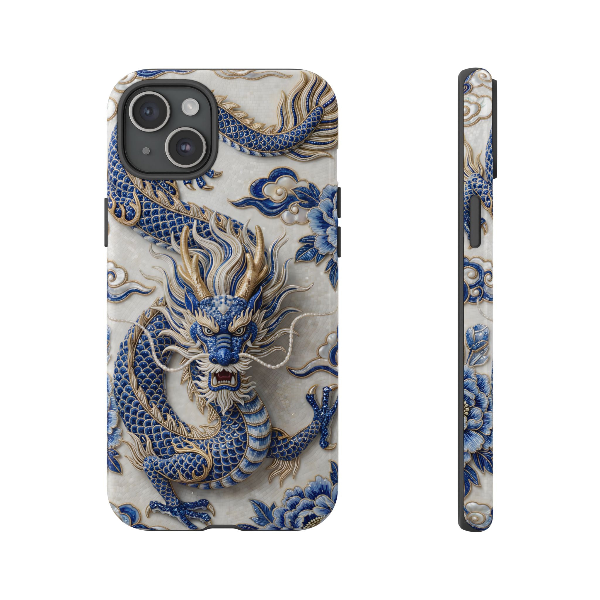 Asian Zodiac Dragon iPhone Case | Blue & White Porcelain Luxury Protective Case | Year of the Dragon Gift