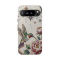 Custodia protettiva per Google Pixel con colibrì floreale | Cover protettiva con accento a stella vintage