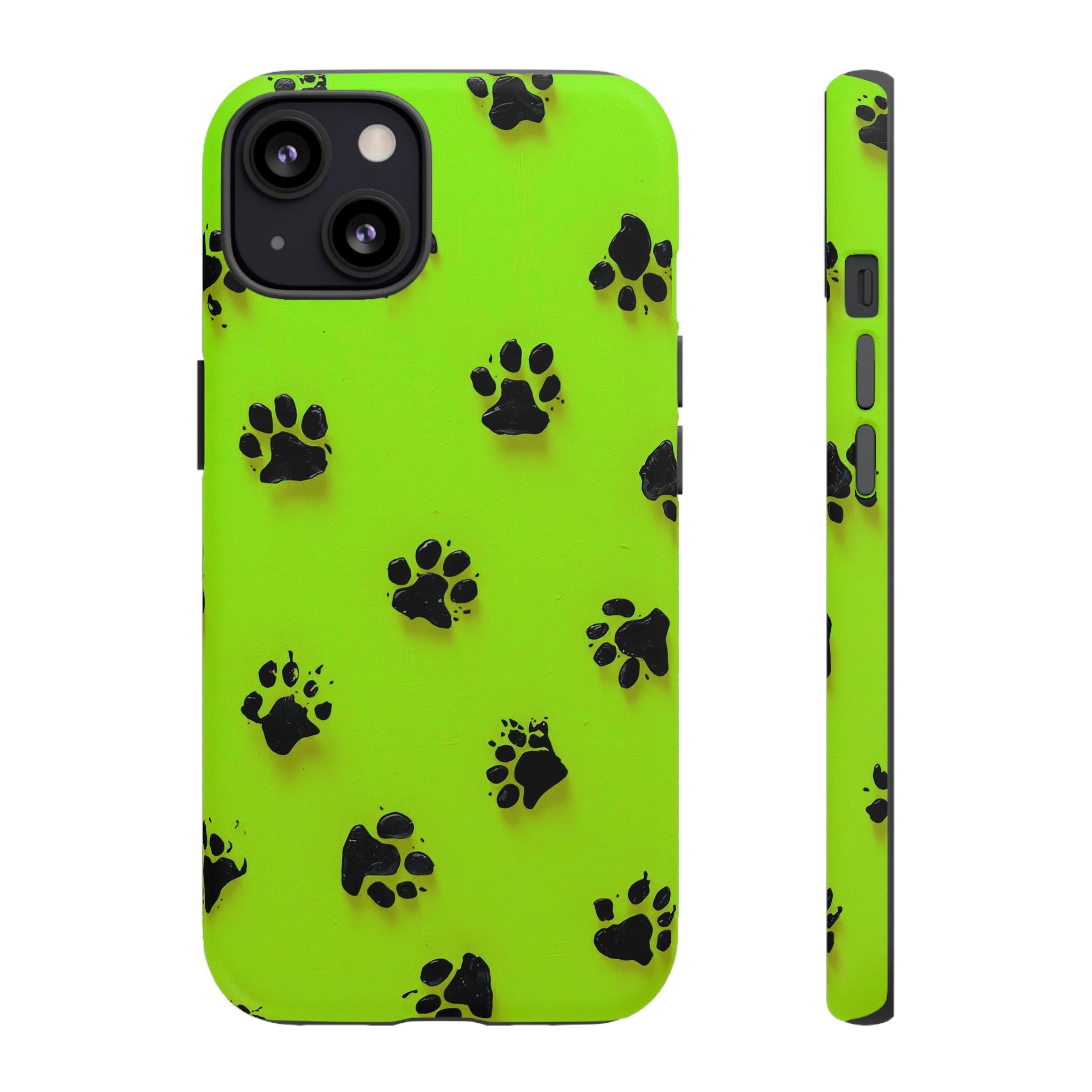 Neon Paw Print Tough Phone Case — Shockproof Pet Lover iPhone Cover
