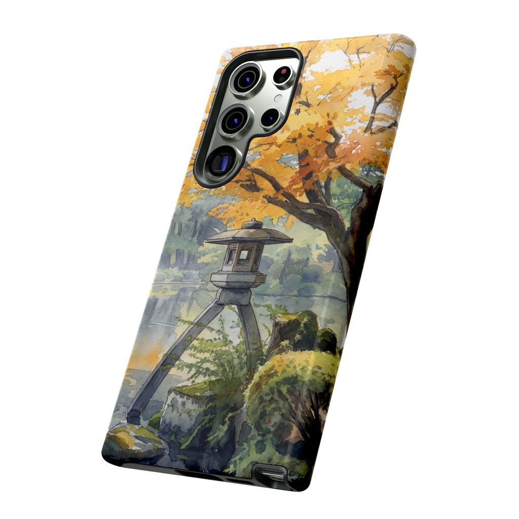 Autumn Japanese Garden Samsung Galaxy Phone Case | Scenic Lantern Fall