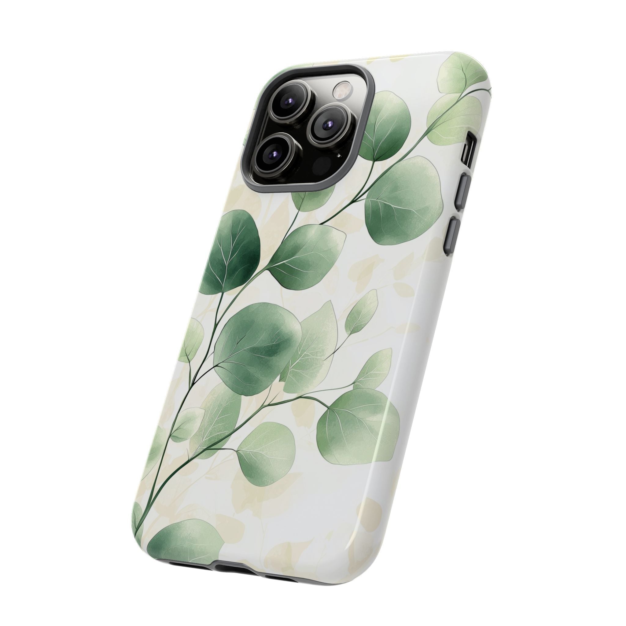 Botanical Eucalyptus Tough iPhone Case | Green Watercolour Leaf