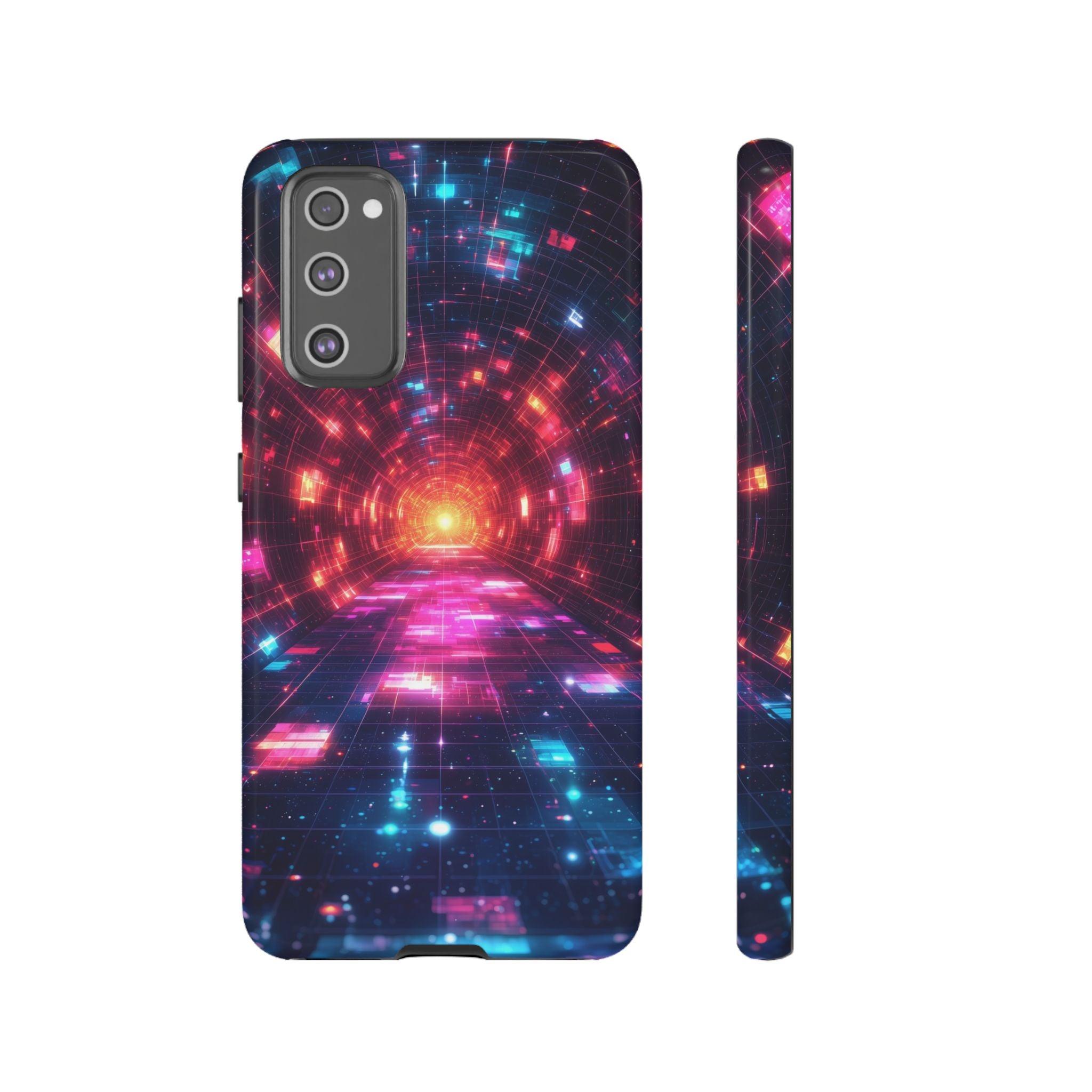 Neon Tunnel Tough Samsung Galaxy Case — Retro Futuristic Galaxy Design