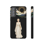Art Nouveau Goddess Samsung Galaxy Phone Case | Elegant Woman Illustration on Black