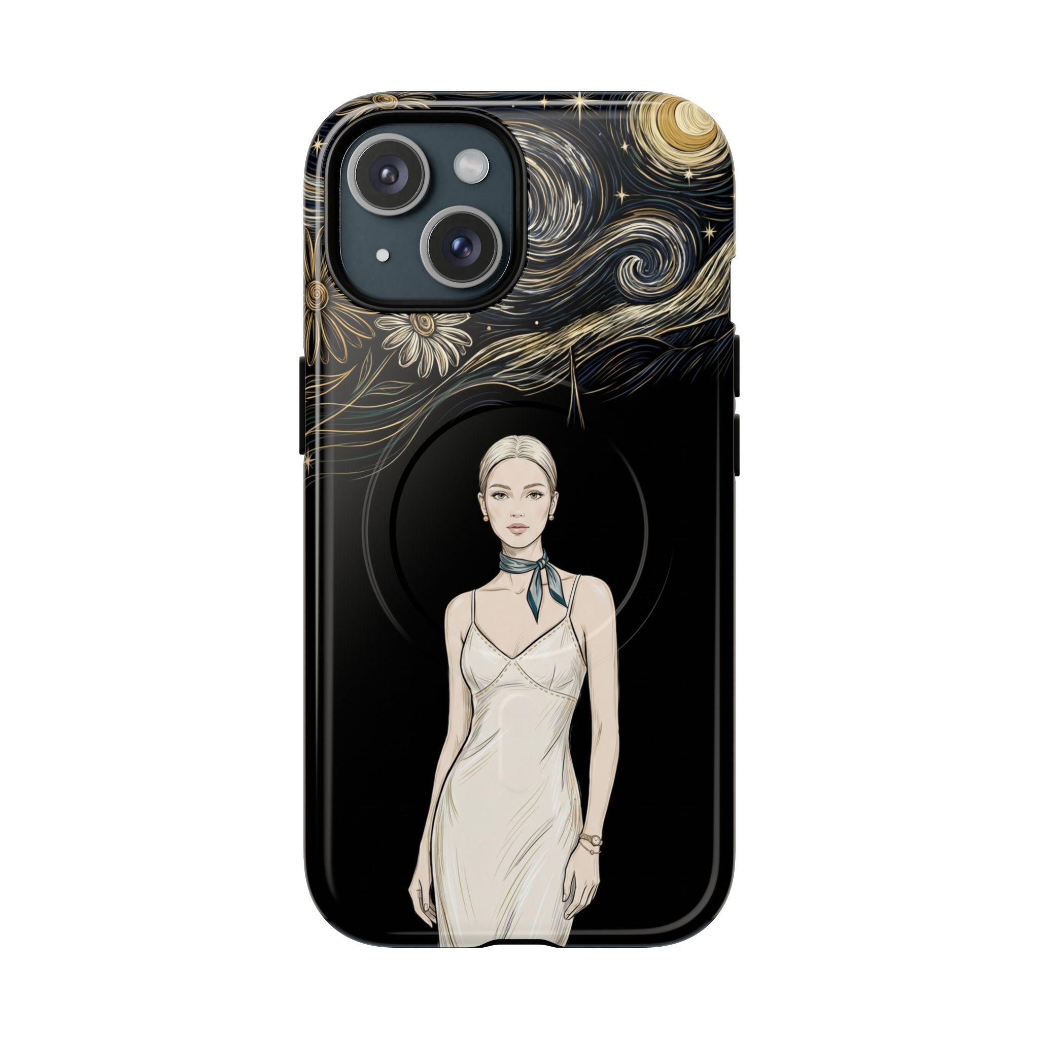 Starry Night Fashion MagSafe iPhone Case | Elegant Woman Illustration