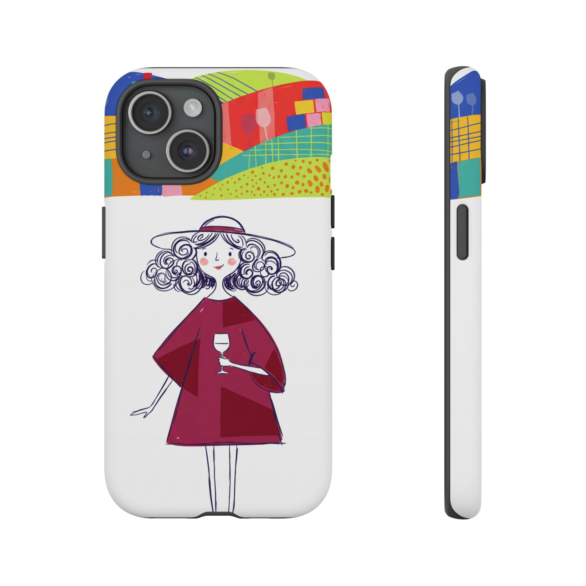 Colourful Artistic Wine Lady iPhone Case