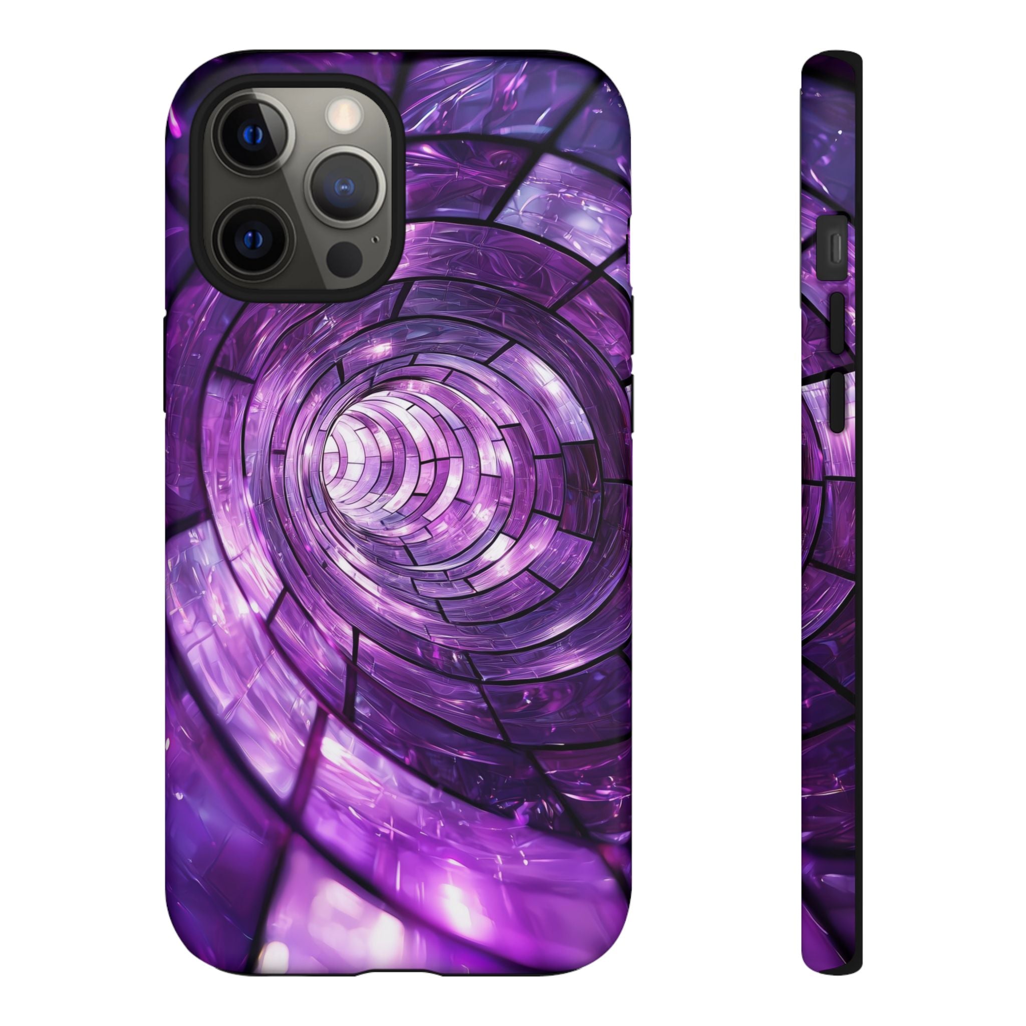 Purple Vortex Tough iPhone Case — Abstract Spiral Protective Cover