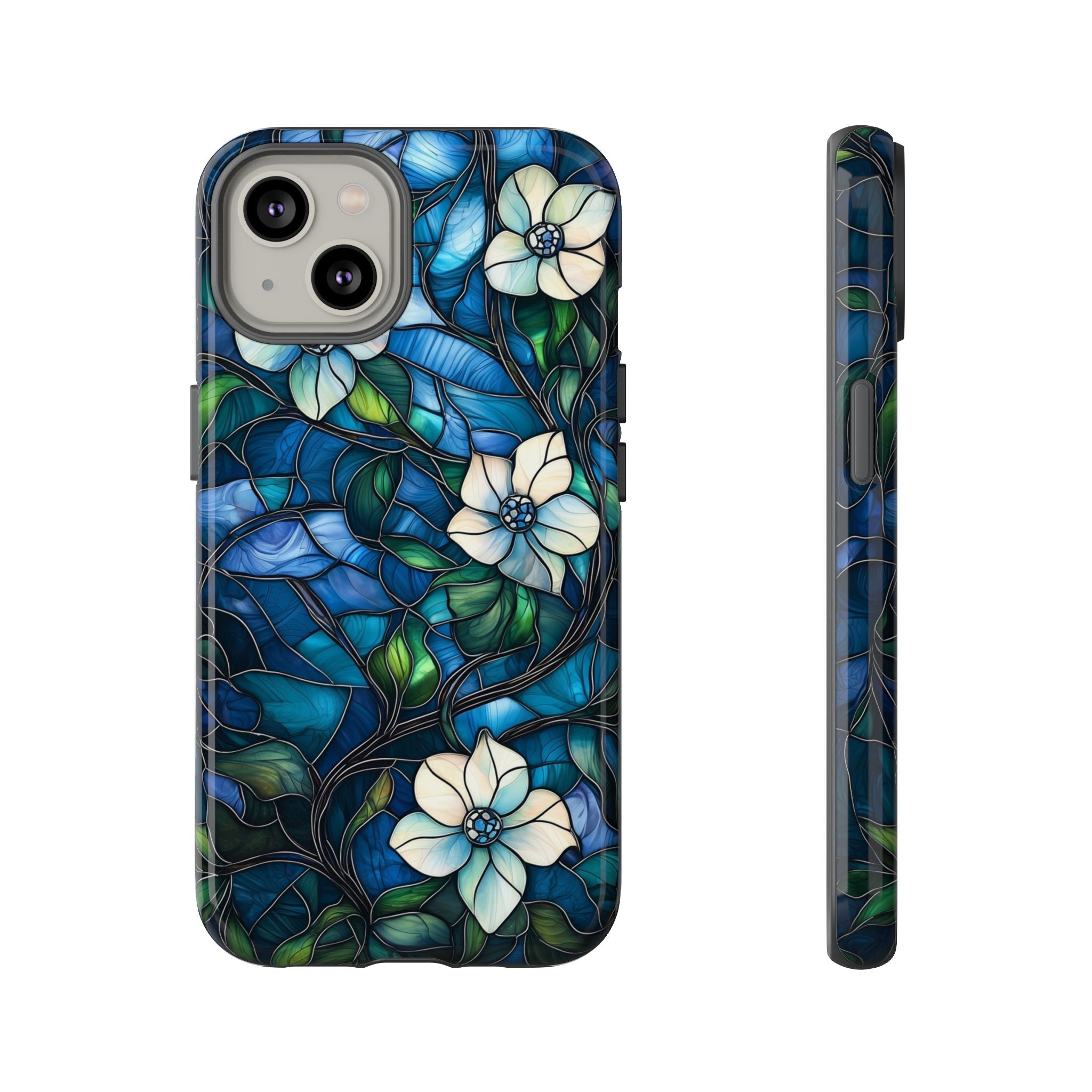 Floral Stained Glass iPhone Case – Blue Garden