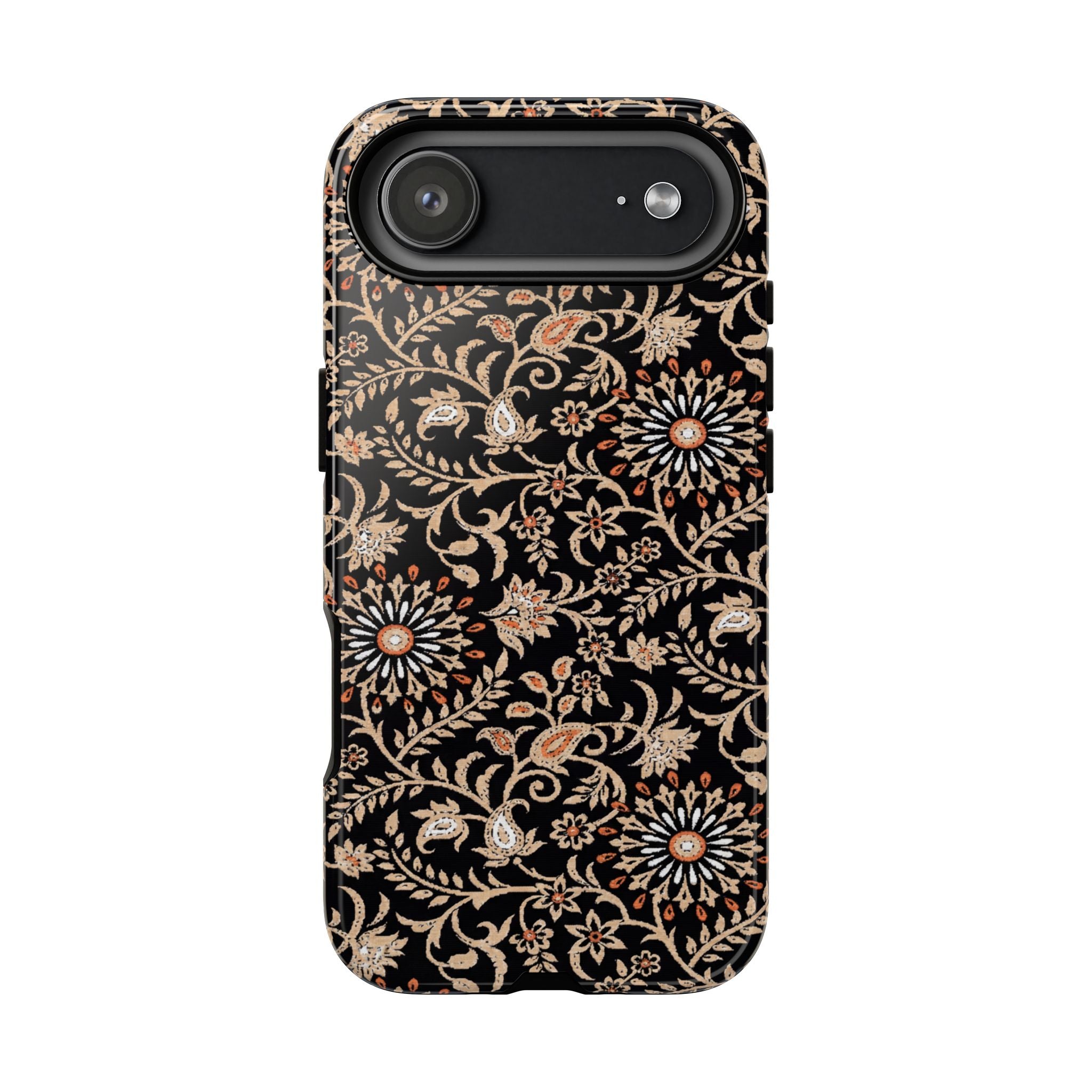 Batik Floral Black Ornate Daisies Tough iPhone Case
