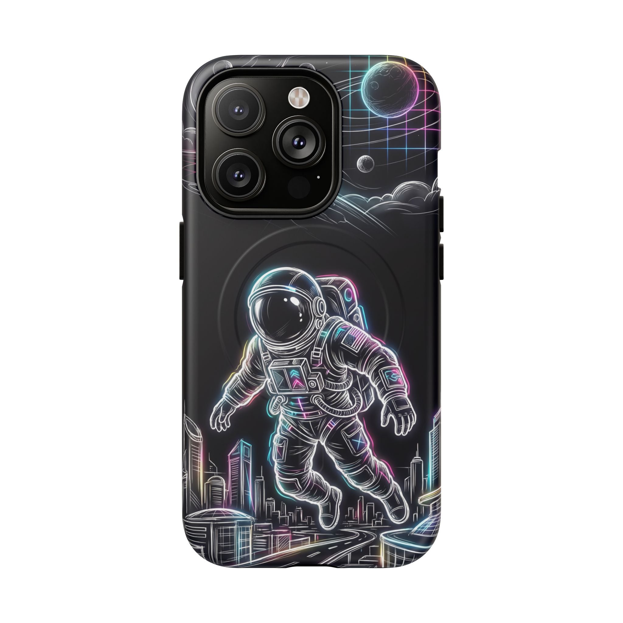 Space Explorer Astronaut NeonMagSafe iPhone Case