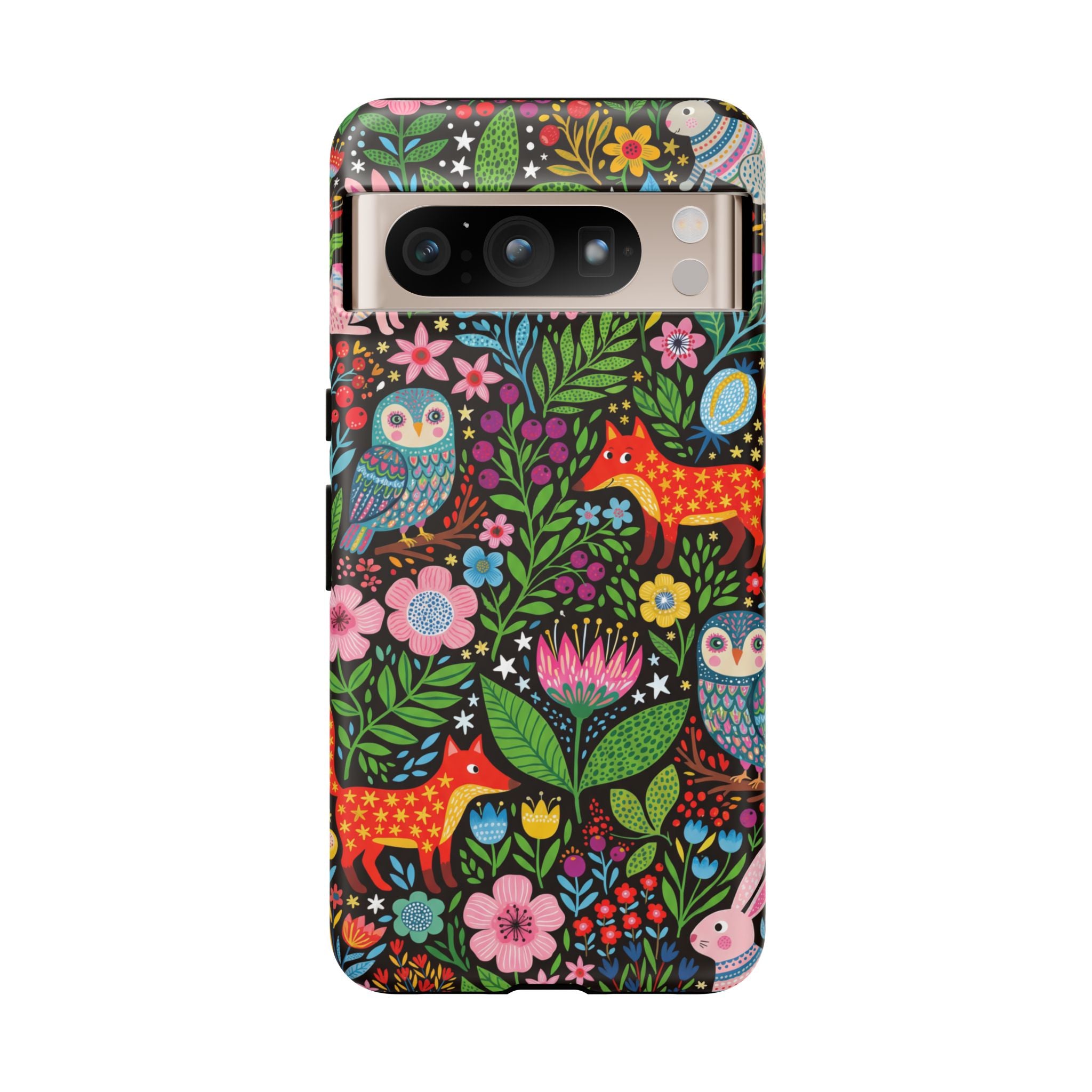 Floral Woodland Google Pixel Phone Case | Colourful Fox & Owl Protective Cover