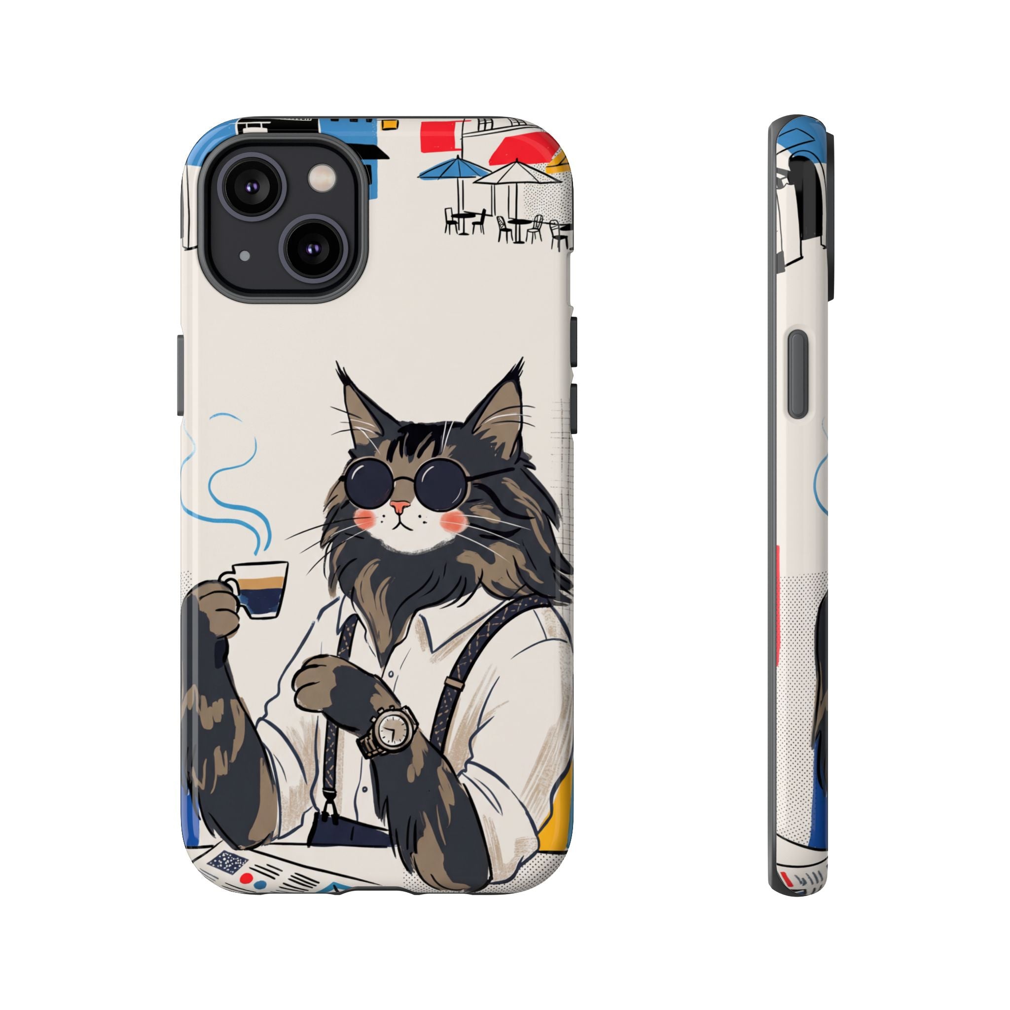 Cat Barista iPhone Case | Cool Cat in Sunglasses Coffee Shop Design