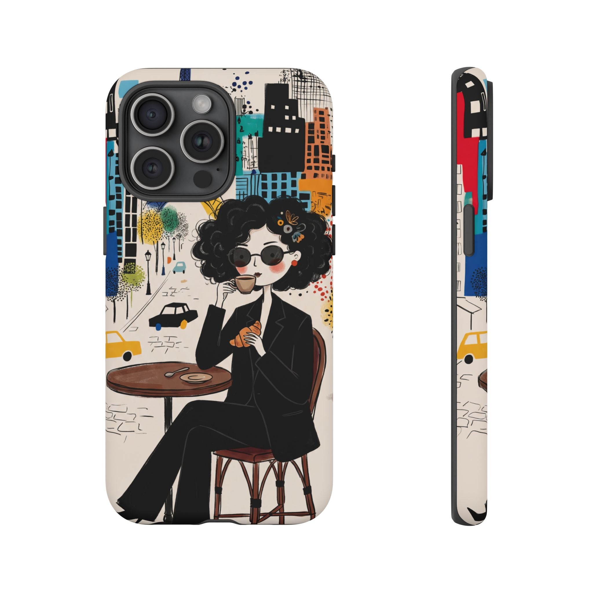 Paris Cafe Chic iPhone Case | Stylish Woman Illustration iPhone Cover