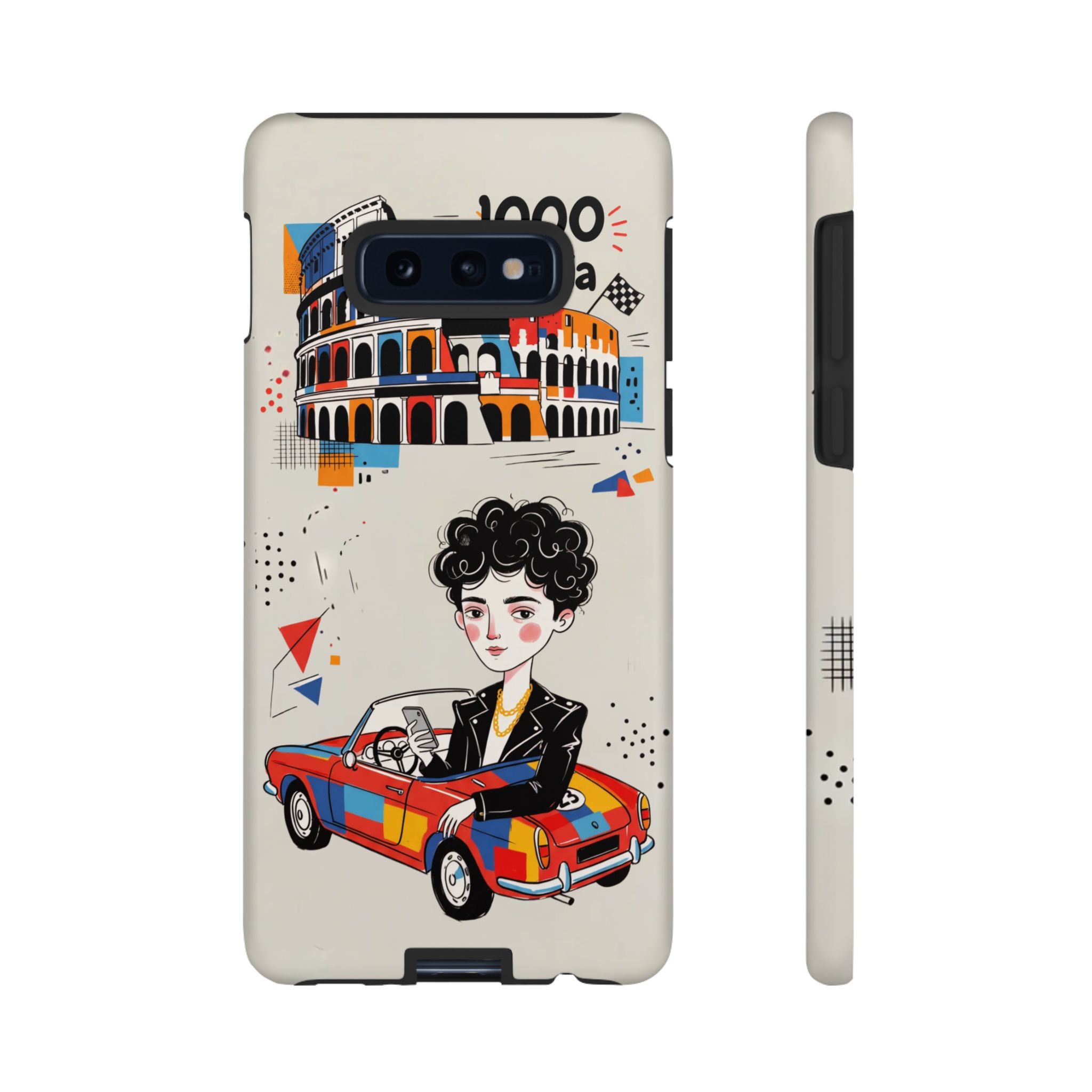 Retro Mille Miglia Car Illustration with Driver Samsung Galaxy Phone Case