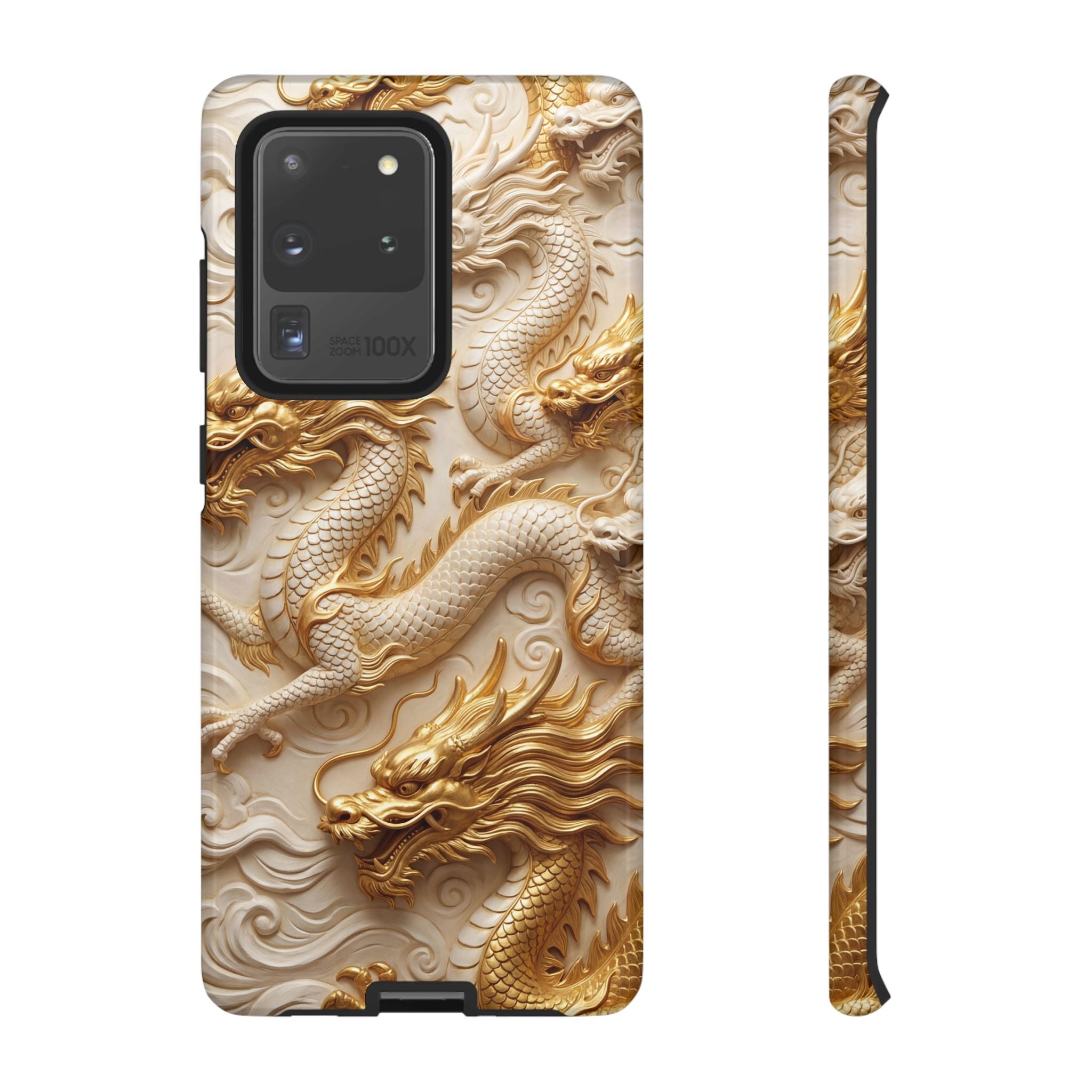 Dragon Relief Samsung Galaxy Case — Gold Carved Dragon Protective Cover