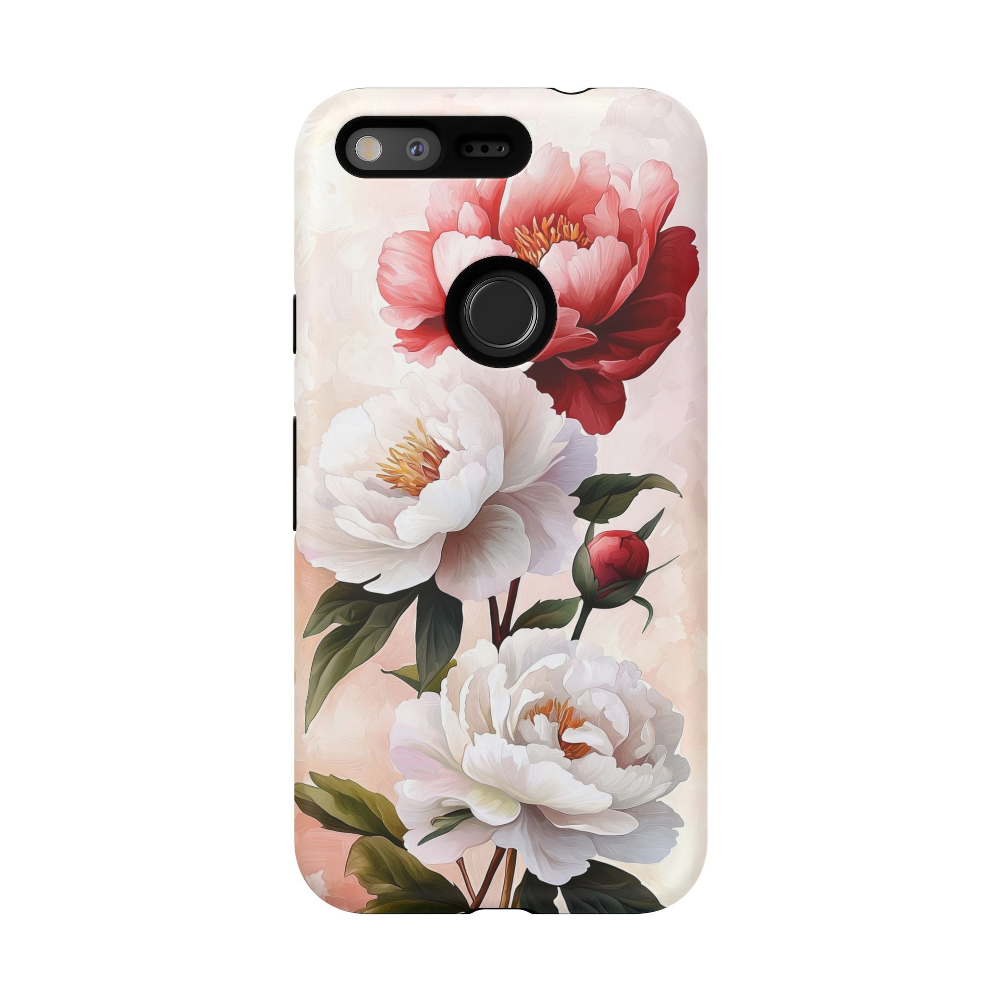 Floral Peonies Google Pixel Case | Pink & White Vintage Flower
