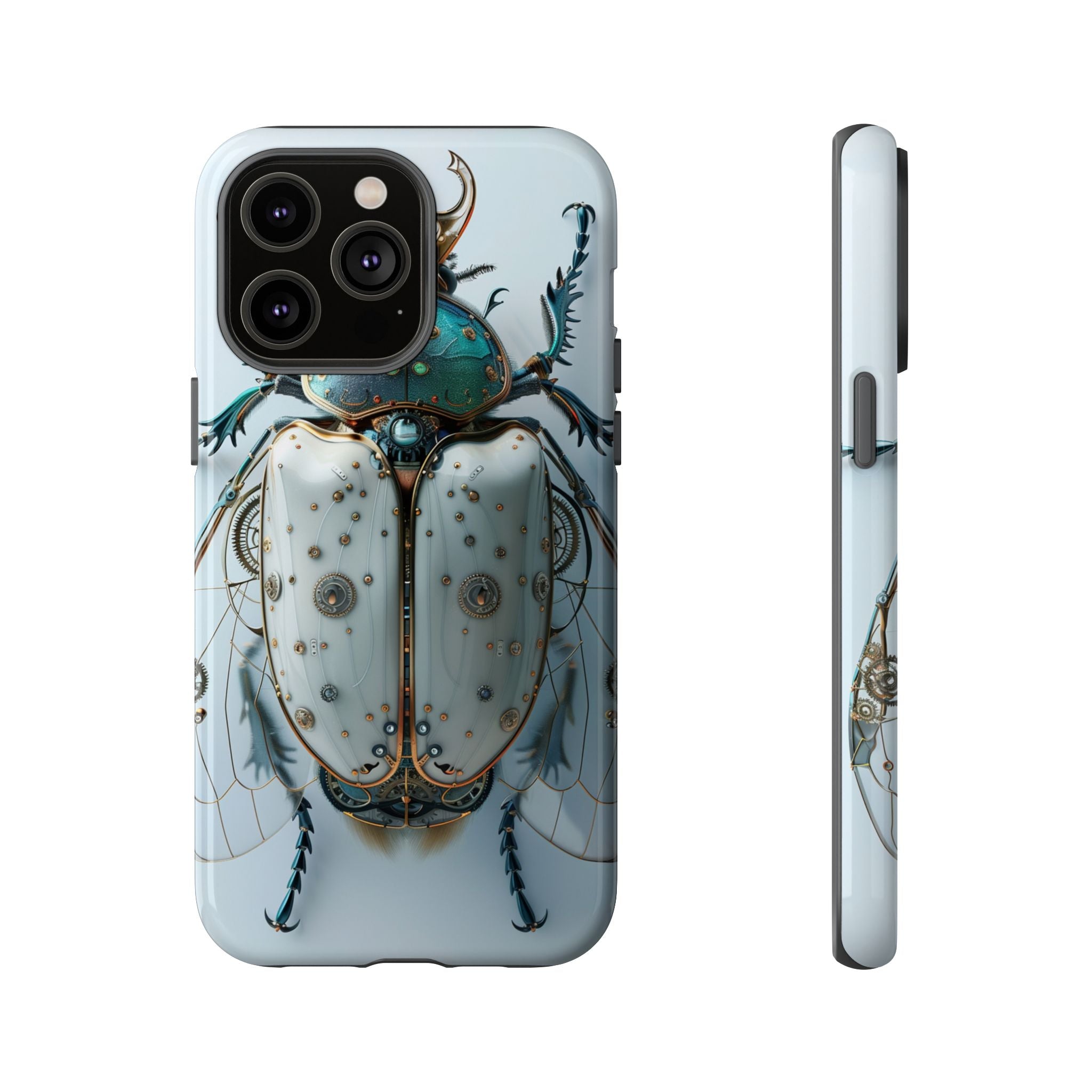 Steampunk White Beetle Protective Tough iPhone Case