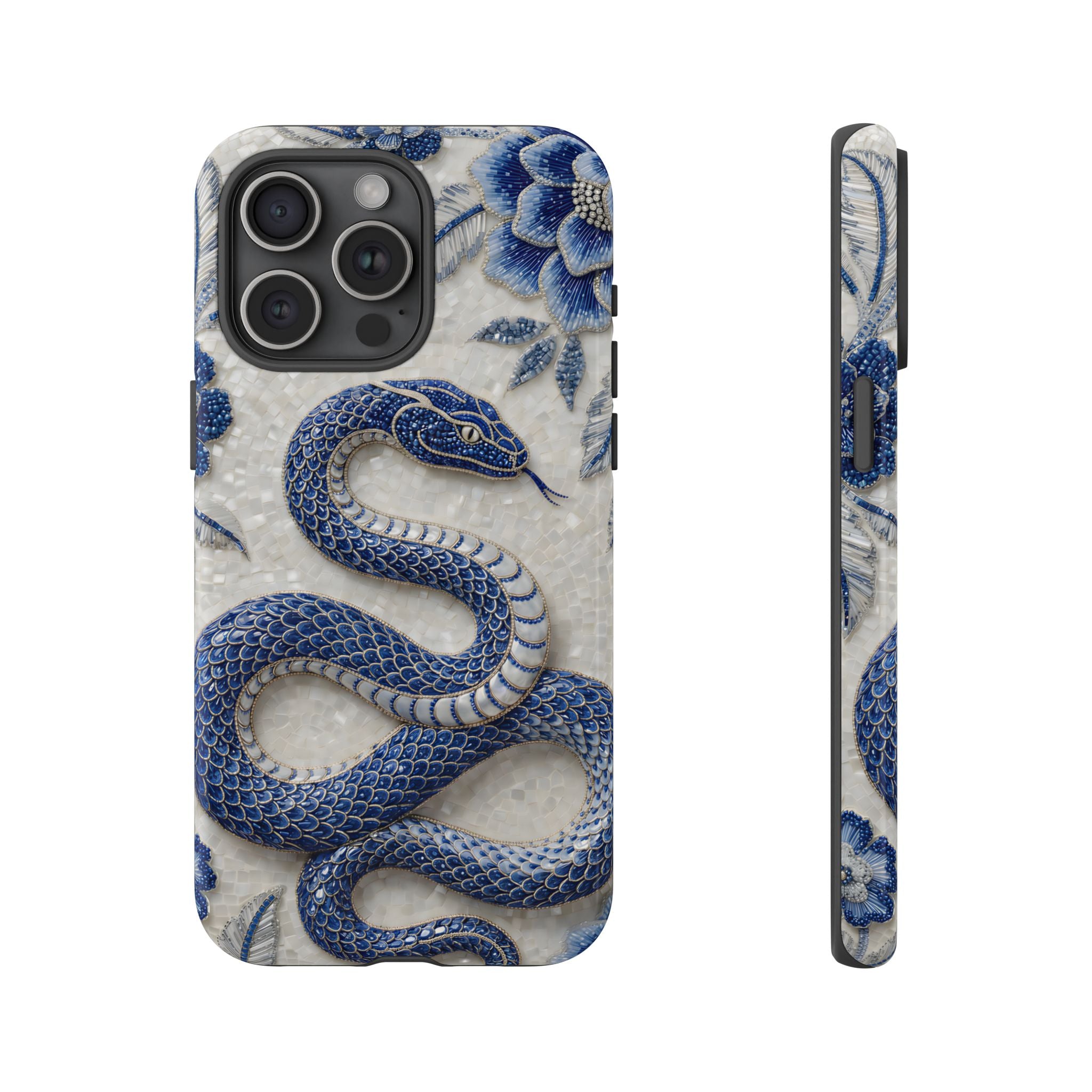 Asian Zodiac Snake iPhone Case | Blue & White Porcelain Slim Shockproof Case | Year of the Snake