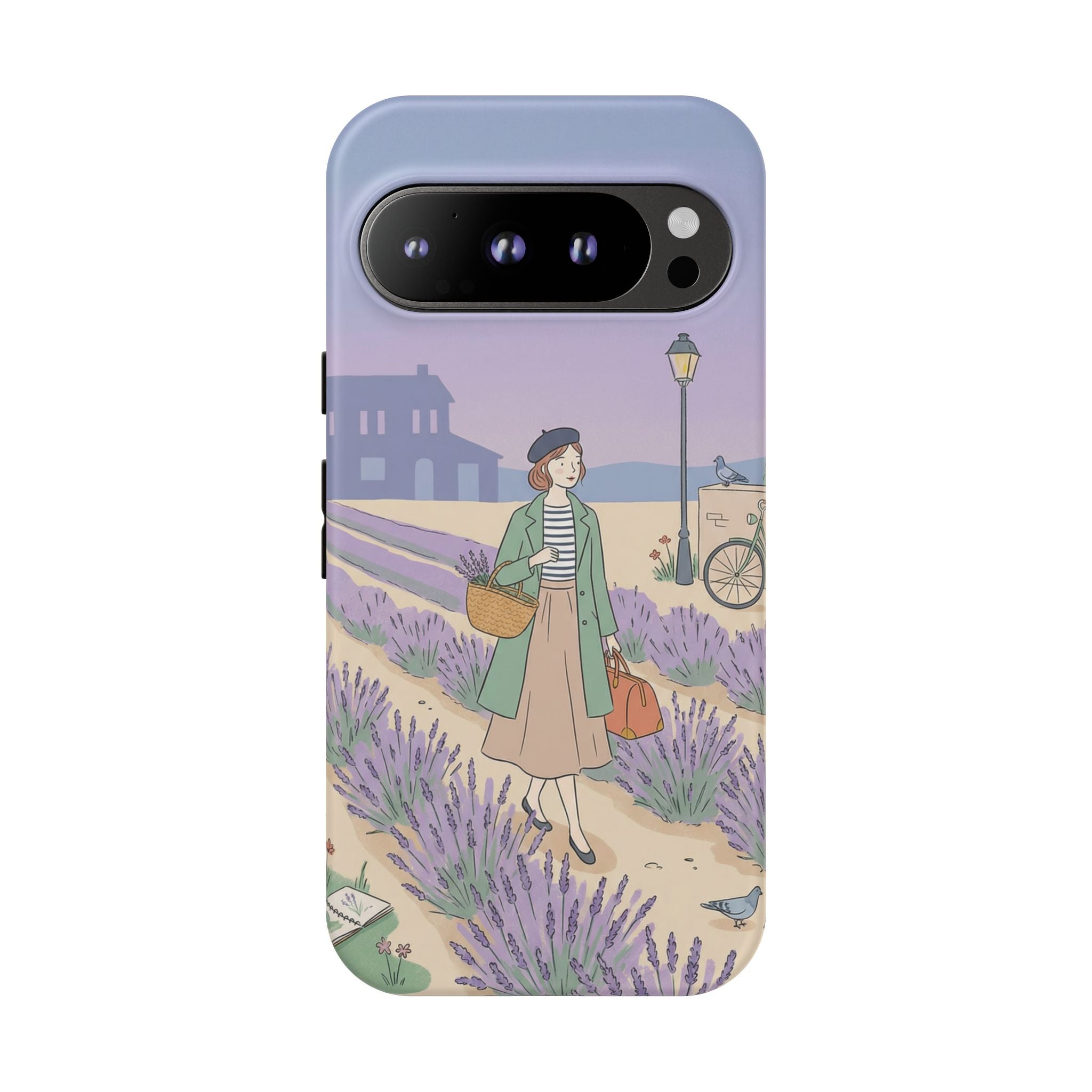 Lavender Field Google Pixel Phone Case | Vintage Travel Illustration Protective Case