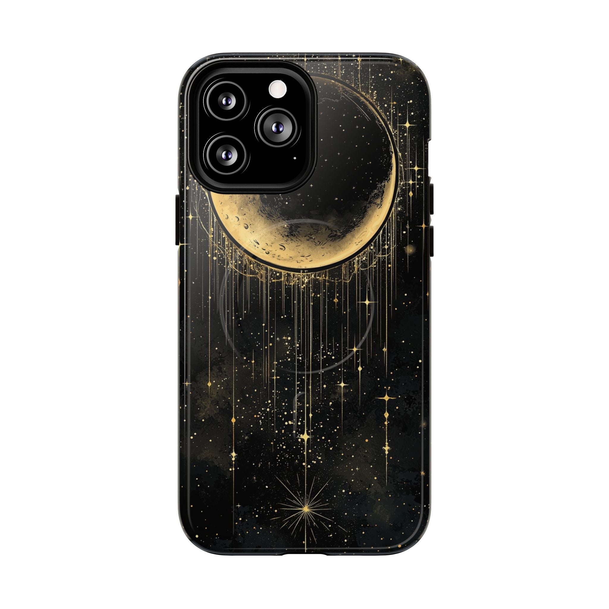 Custodia resistente MagSafe per iPhone Moonlit Crescent | Cielo notturno con stelle dorate