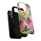 Floral Watercolor Tough iPhone Case | Pink Lotus Garden Protective Cover
