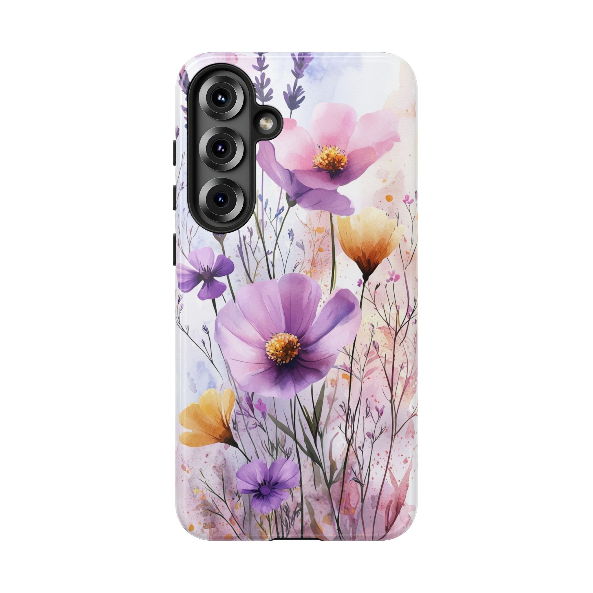 Floral Watercolour Tough Samsung Galaxy Case | Purple & Yellow Wildflowers