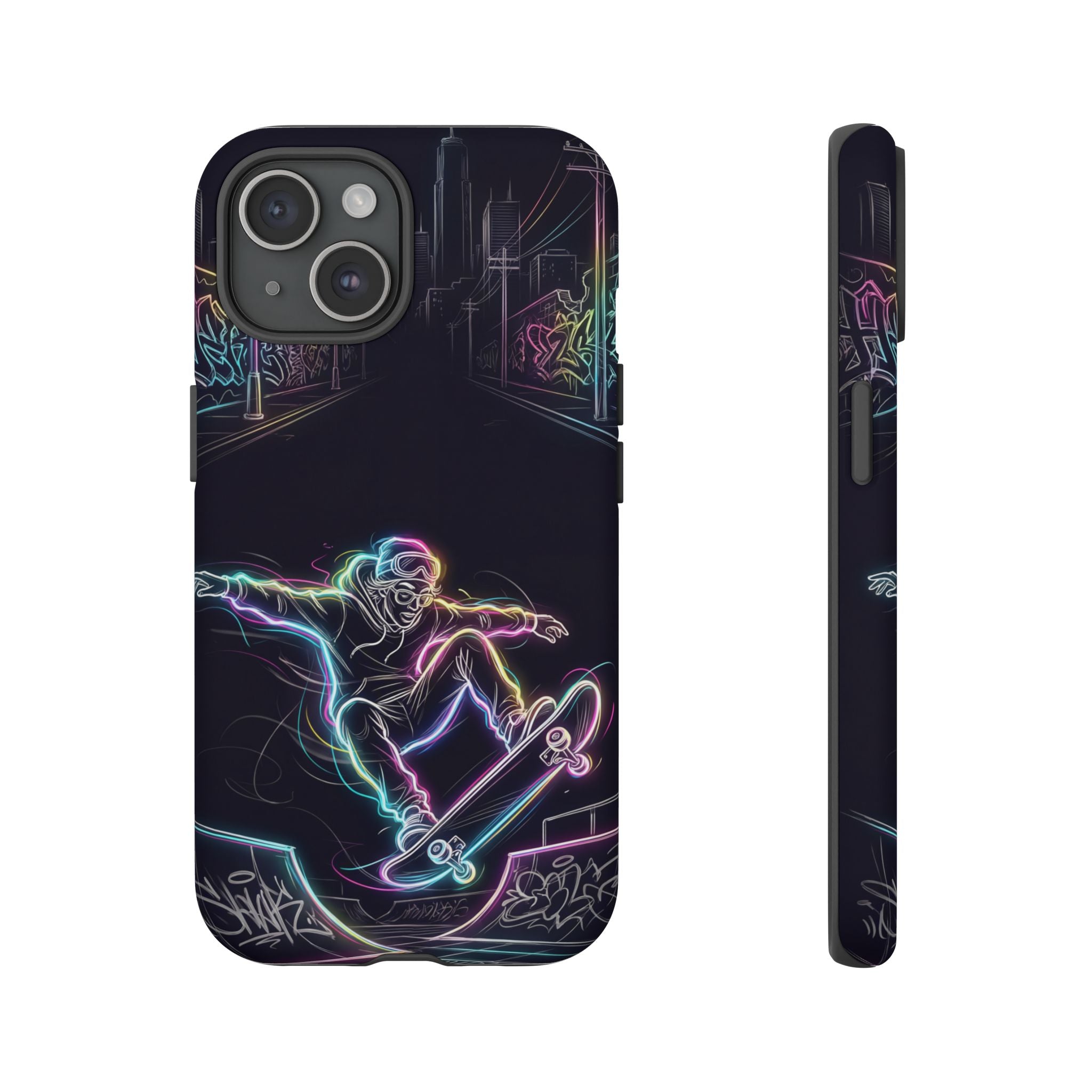 Neon Skateboard iPhone Case | Glow Skatepark Protective Cover