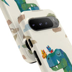 Meditating Dinosaur Google Pixel Phone Case | Cute T-Rex with Butterflies and Bonsai