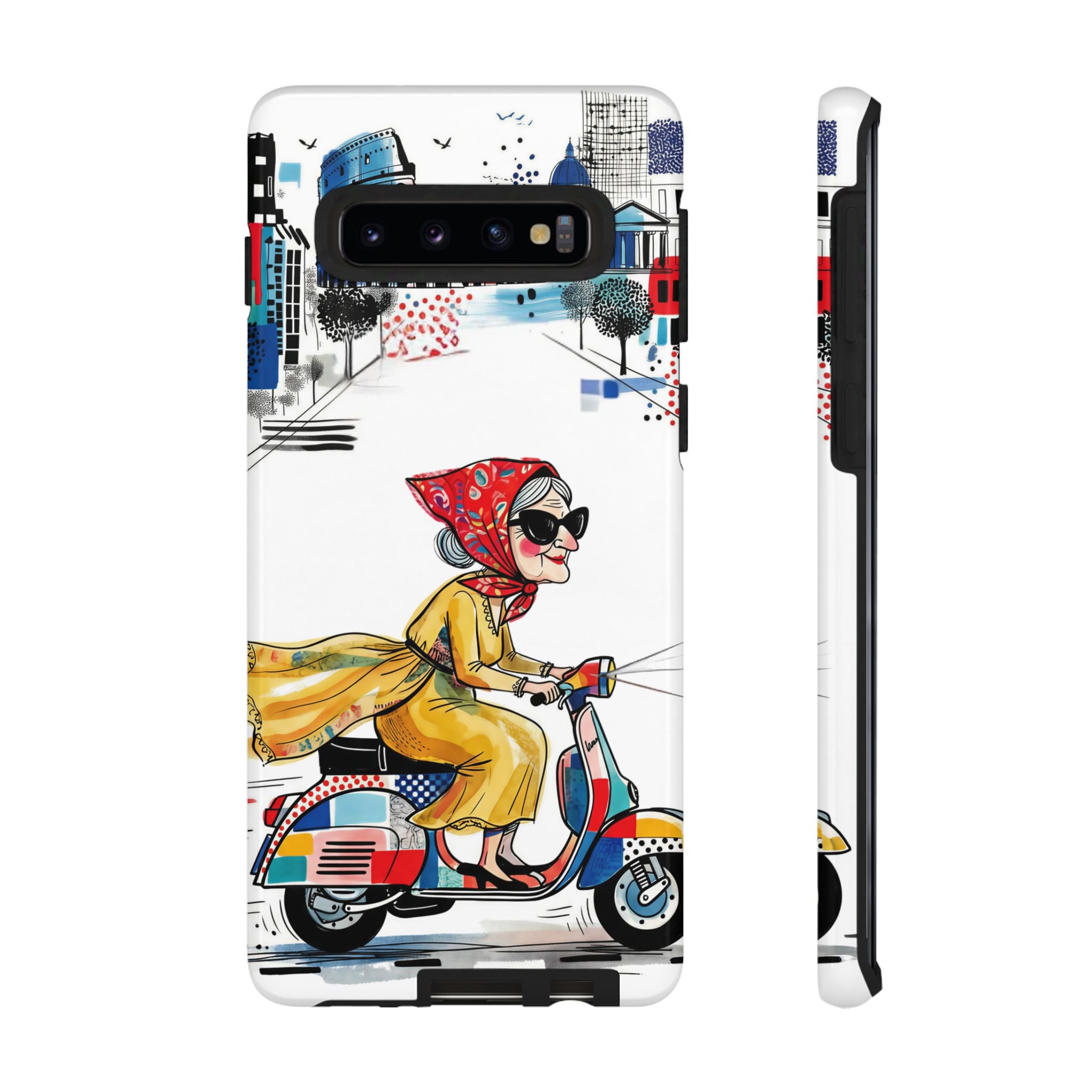Vintage Vespa Granny Samsung Galaxy Phone Case | Retro Scooter Travel iPhone Cover