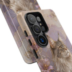 Maine Coon Cat Samsung Galaxy Phone Case | Floral Cat Phone Case