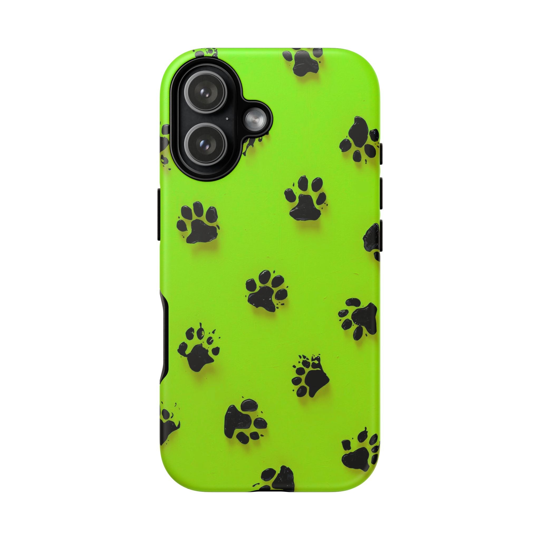 Neon Paw Print Tough Phone Case — Shockproof Pet Lover iPhone Cover