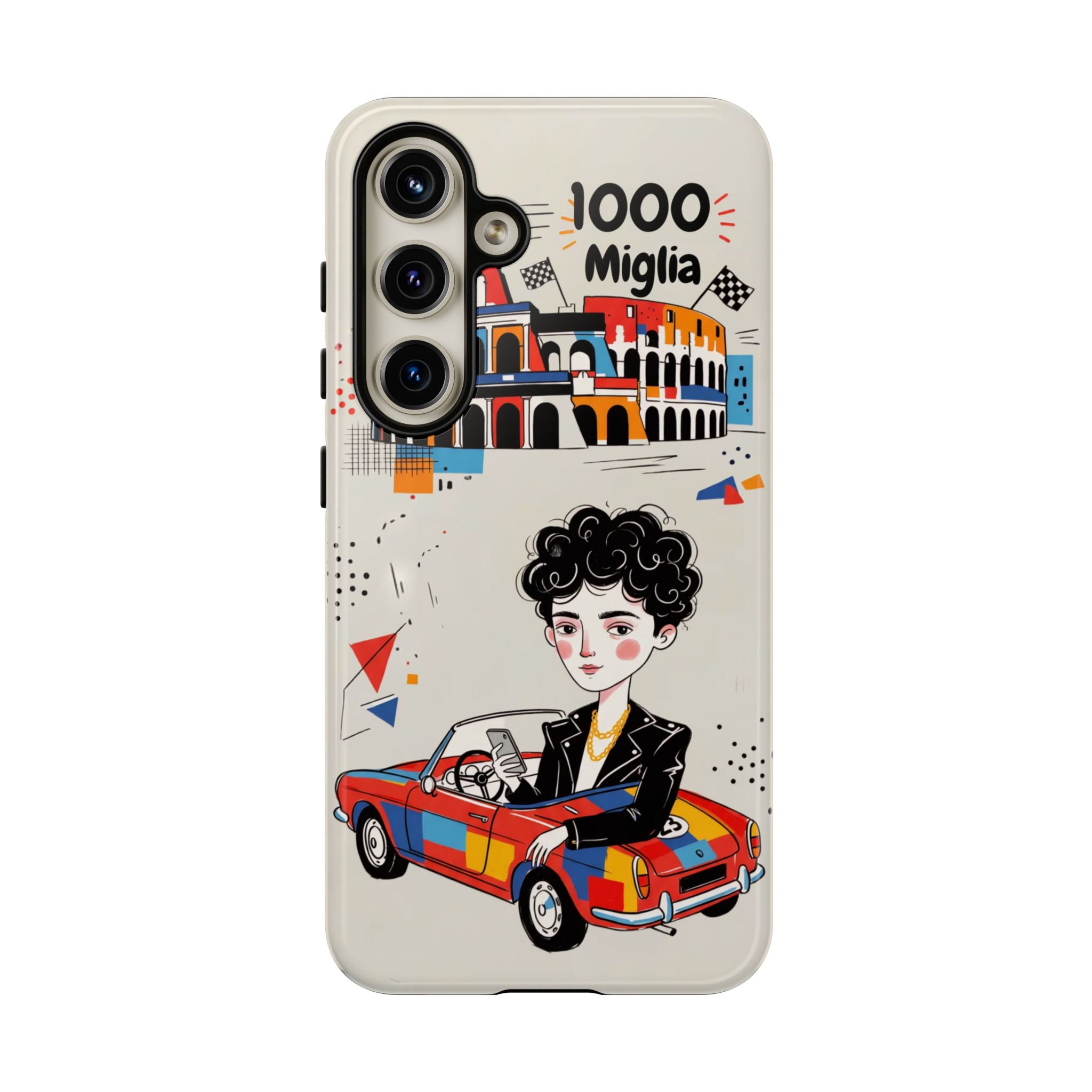 Retro Mille Miglia Car Illustration with Driver Samsung Galaxy Phone Case