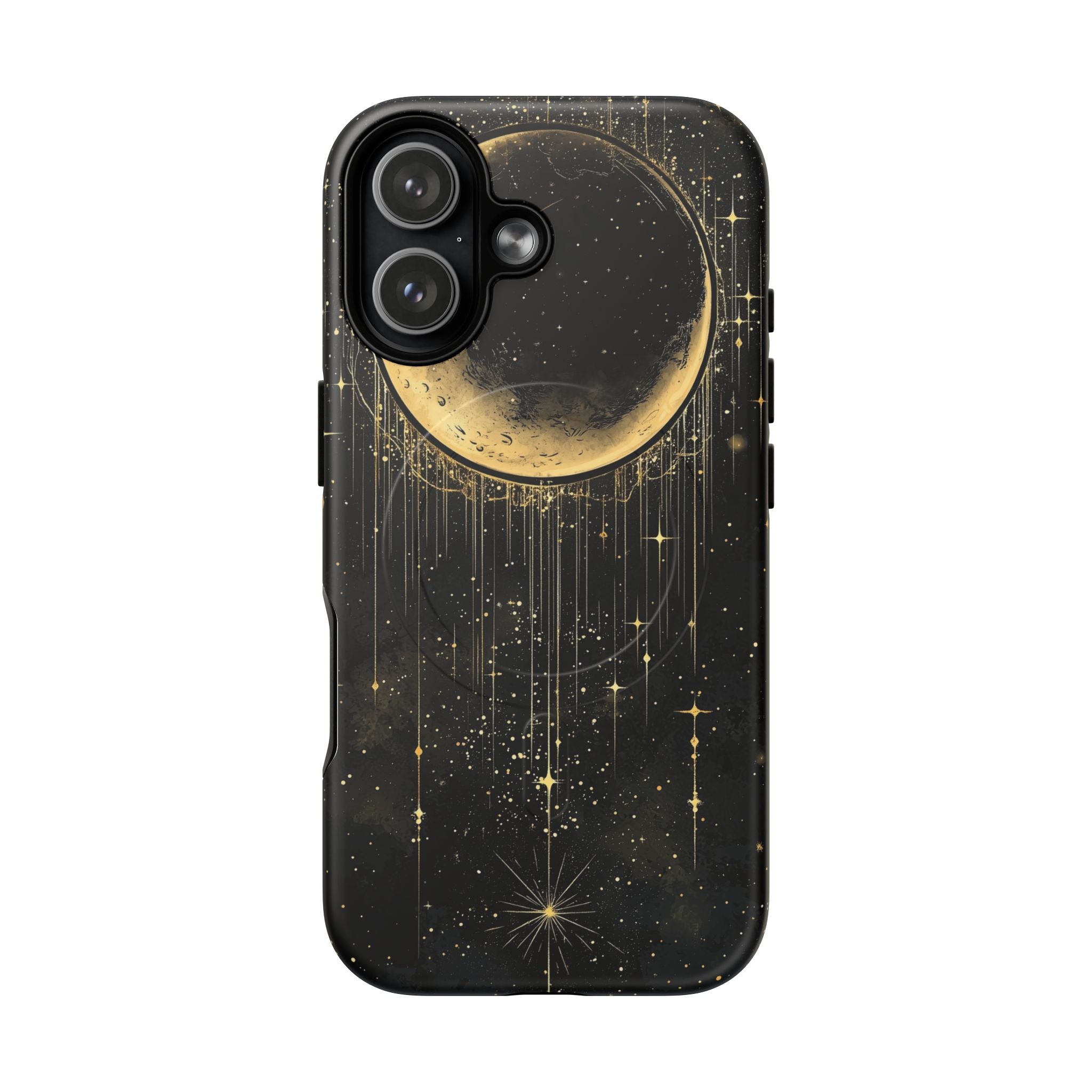 Custodia resistente MagSafe per iPhone Moonlit Crescent | Cielo notturno con stelle dorate