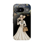 Vintage Starry Night Fashion Google Pixel Phone Case | Elegant Lady in White Dress