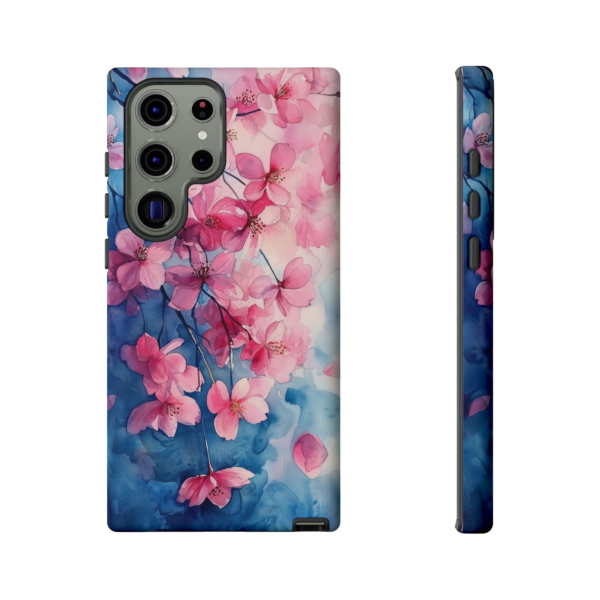 Floral Cherry Blossom Samsung Galaxy Case | Pink Blue Watercolour