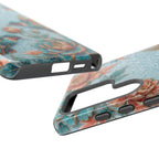 Cover per Samsung Galaxy in robusto materiale, fantasia colibrì e fiori | Design vintage giardino blu