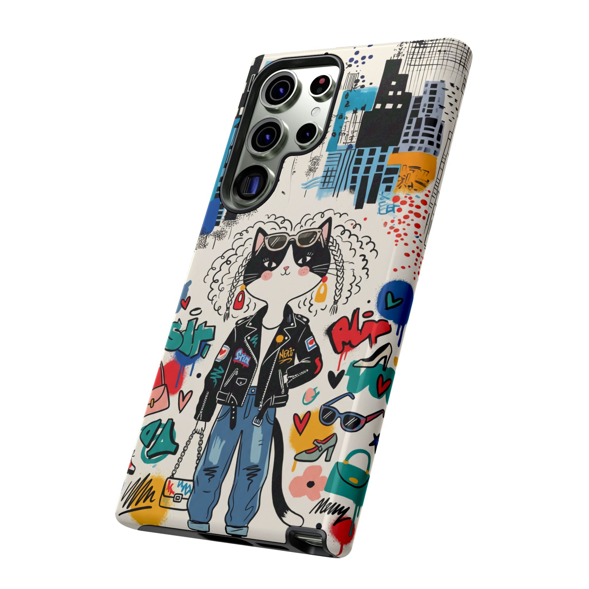 Punk City Cat Graffiti Design Samsung Galaxy Phone Case