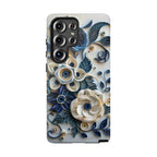 Floral Quilled Art Samsung Galaxy Case — Blue & Cream Decorative Protection