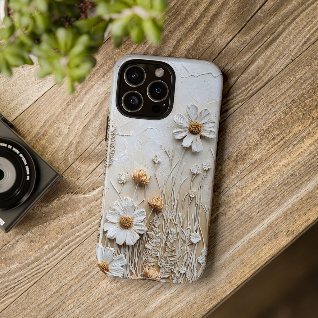 Textured Daisy Art Floral Relief iPhone Case