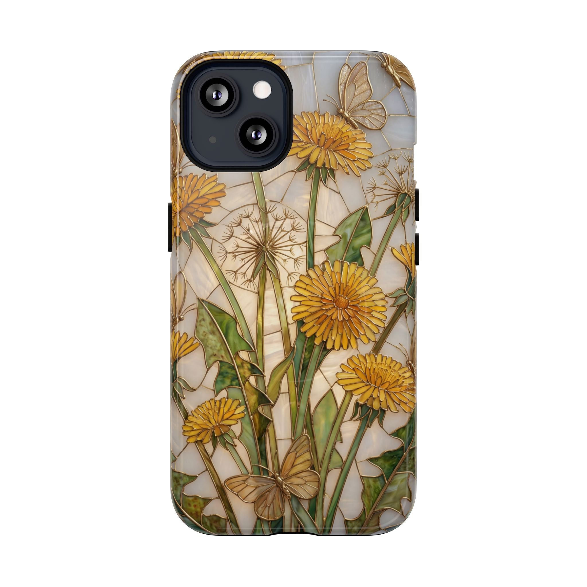 Dandelion Garden Tough MagSafe Phone Case — Floral Yellow Butterflies