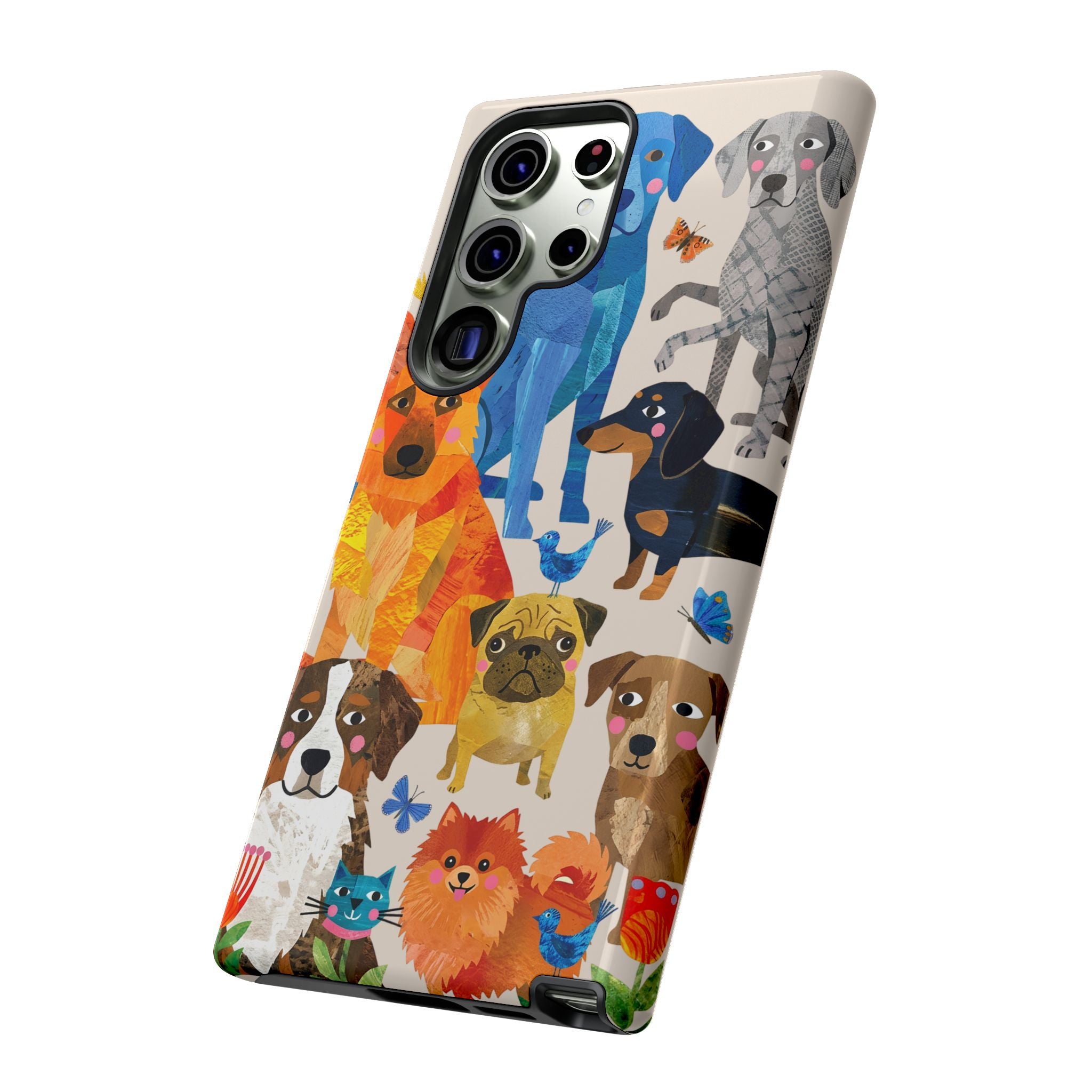 Colorful Dogs Pattern Samsung Galaxy Phone Case | Cute Watercolor Puppy Design Tough Case