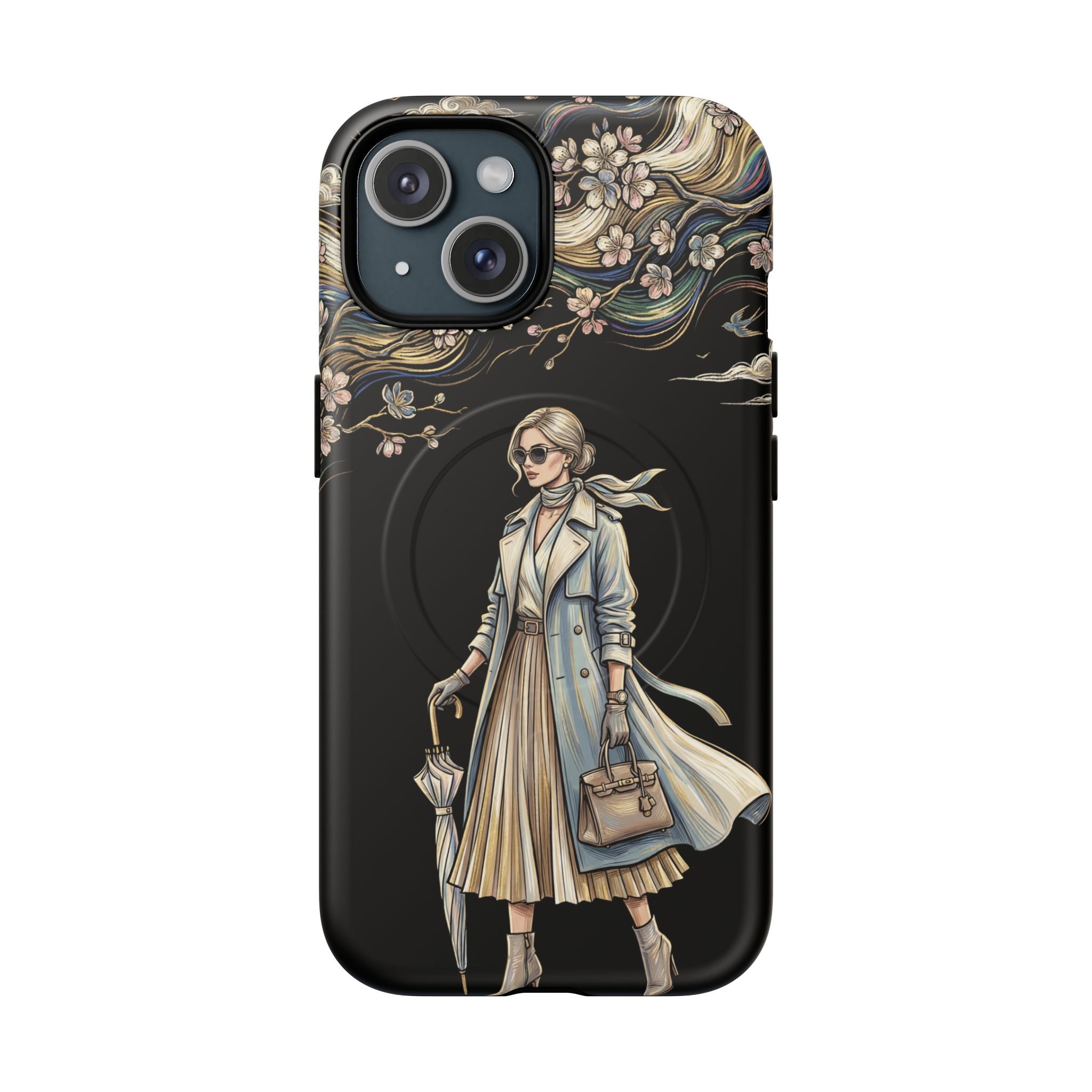 Vintage Chic MagSafe iPhone Case | Stylish Woman Illustration