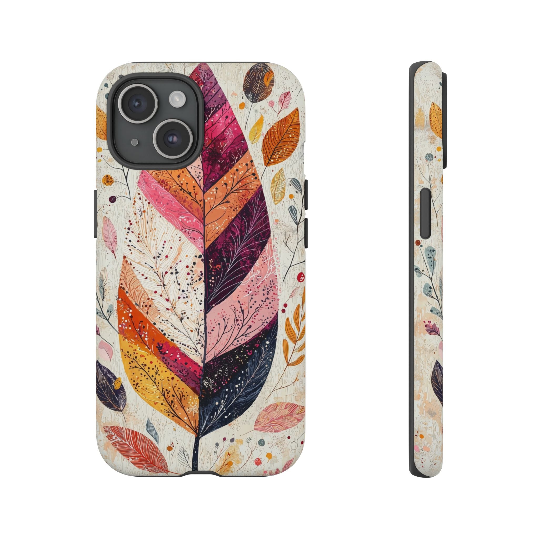 Autumn Leaf Tough iPhone Case | Watercolour Feathered Fall Design