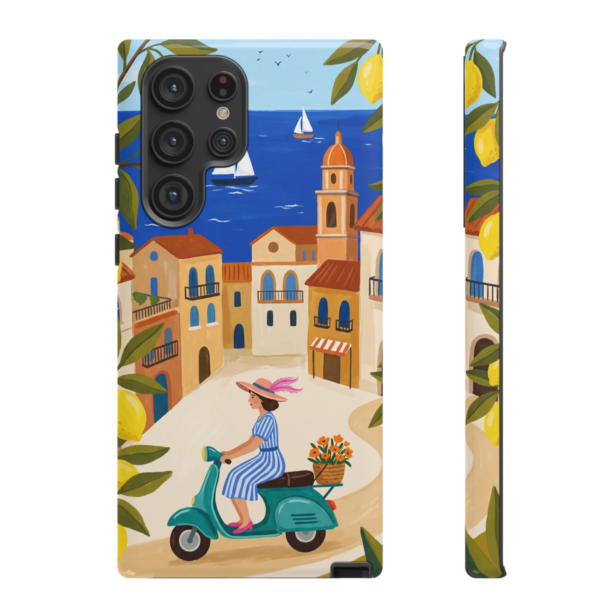 Mediterranean Scooter Samsung Galaxy Phone Case | Coastal Lemon Grove Design